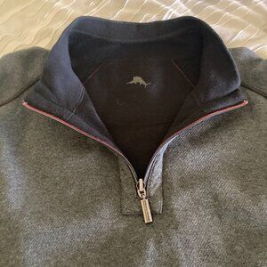 Tommy Bahama Flipshore Reversible 1/2 Zip Sweater Mens XXL Black/Gray Pullover
